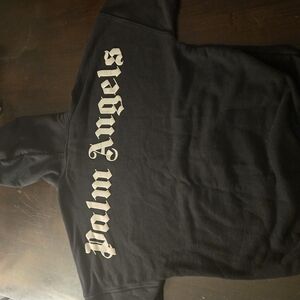 Palm Angels Black and White Gothic Hoodie